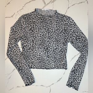 Long Sleeve Shirt Mock Neck Cheetah Print